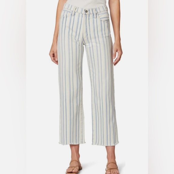 JOE’S Jeans The Blake High Rise Wide Leg Crop Denim Yard Dye Stripe Size 25 - Picture 1 of 12